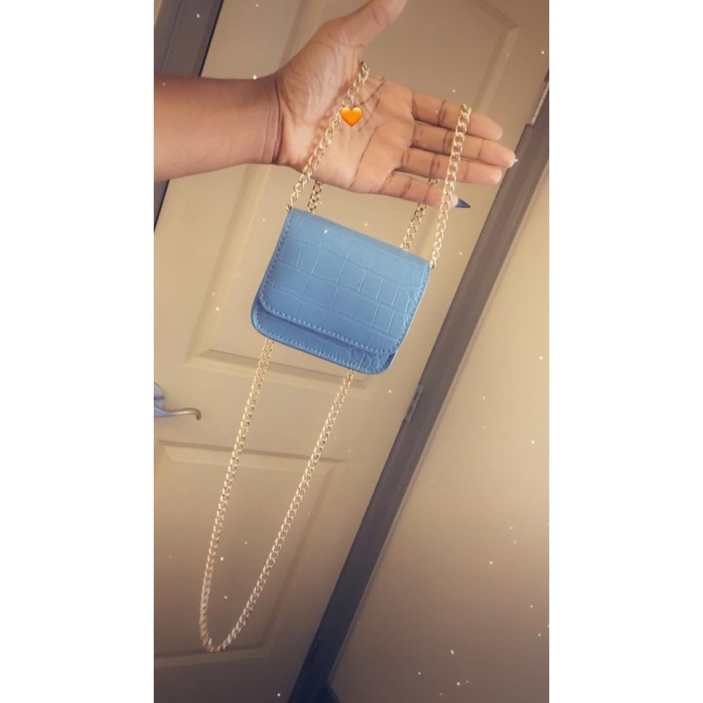 Urban Outfitters Sky Blue Mini Bag with Gold Chain